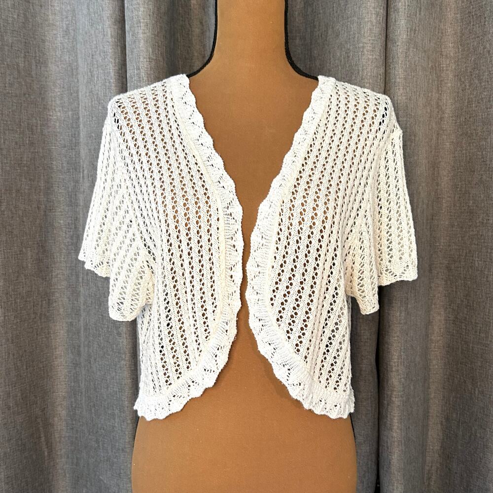 White Knit Short Sleeve Cardigan Knit Minded